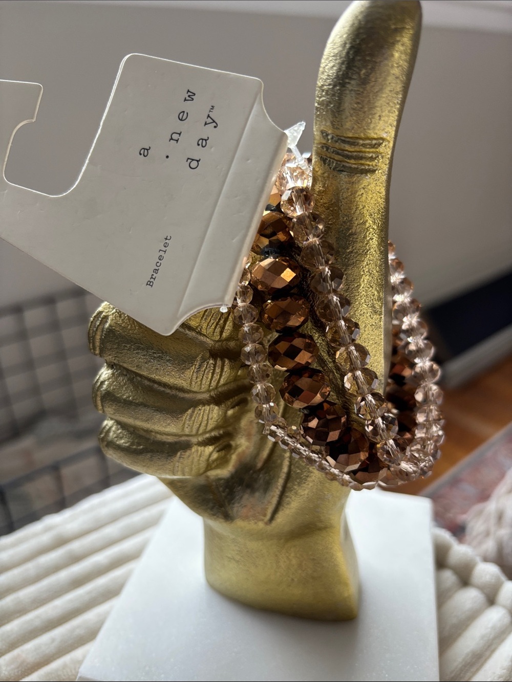 a new day Rose Gold and Blush Beaded Stretch Bracelet Trio